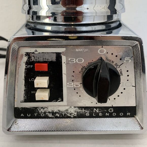 Vtg Warning Automatic Blender Glass Pitcher Lid Chrome Base Motor Model 1067 MCM - Picture 6 of 16